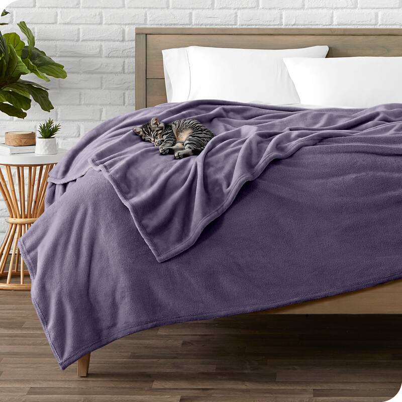 Bare Home Microplush Fleece Blanket - Ultra-Soft - Cozy Fuzzy Warm - Full - Queen - Dusty Purple