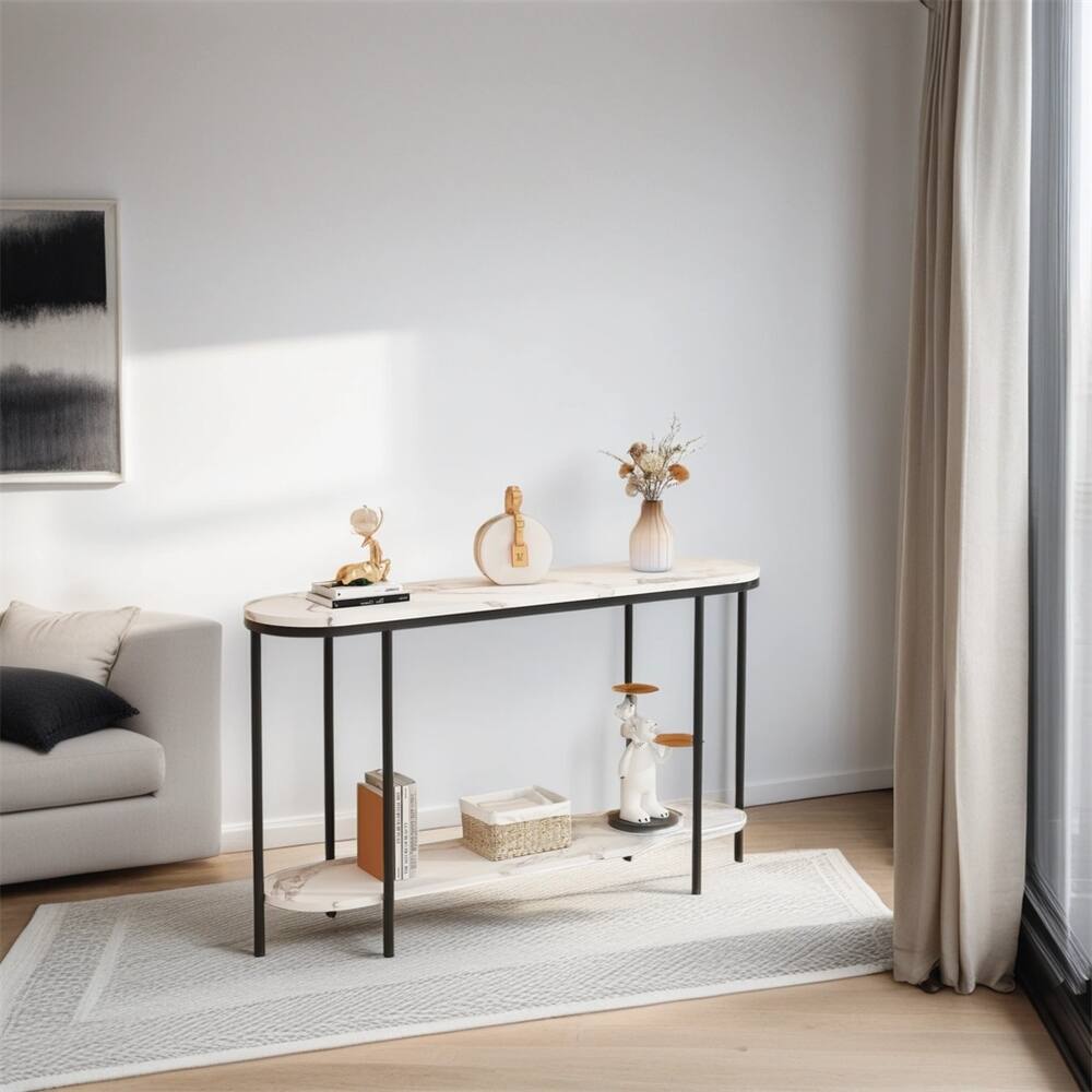 Console Table Narrow Entryway Table,Faux Marble Narrow Table,Storage