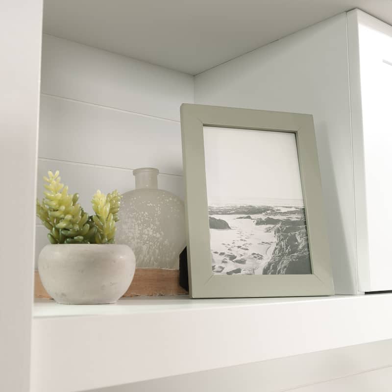 Wood Hutch with Cabinet Open Shelves, White - 60.00" W x 14.57" D x 39.13" H