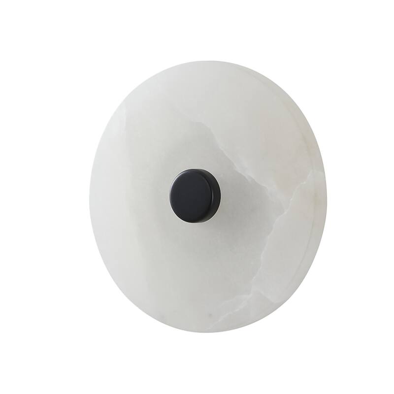 1-Light Satin Black Metal LED Wall Sconce With A Alabaster Shade