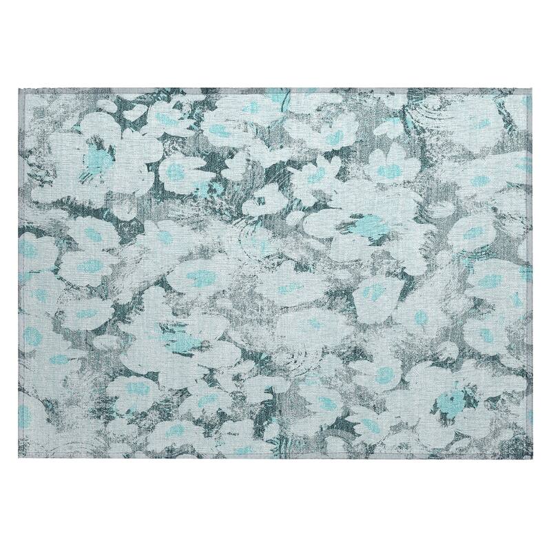 Machine Washable Indoor/ Outdoor Modern Daisy Chantille Rug