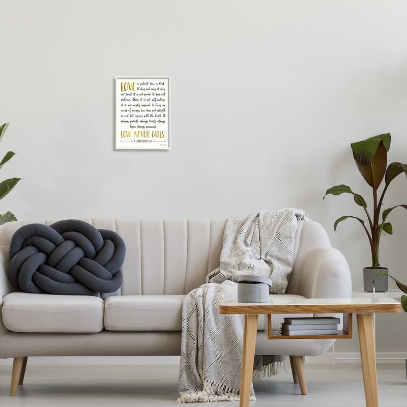 Stupell Love Is Patient Psalm Faith Based Word Design Framed Giclee Texturized Art by Susan Ball