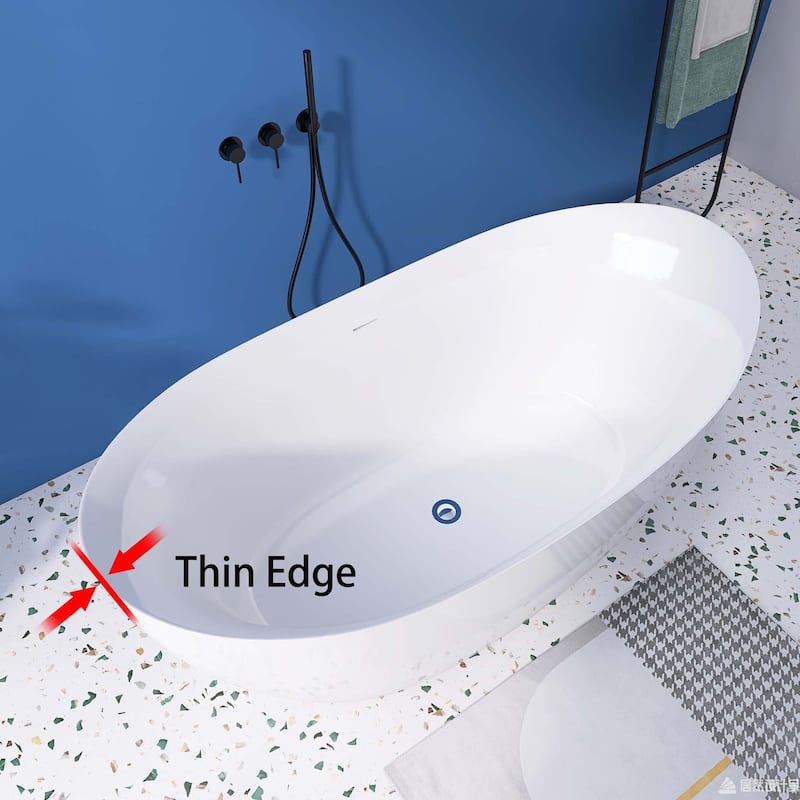69 in. x 32.68 in. Acrylic Freestanding Soaking Bathtub in Gloss White - 32.68“ x 69"