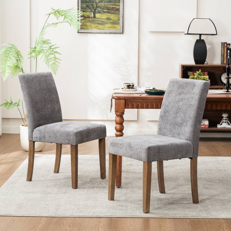 Upholstered Modern Dining Chairs, Linen Fabric Side Chairs Set of 2