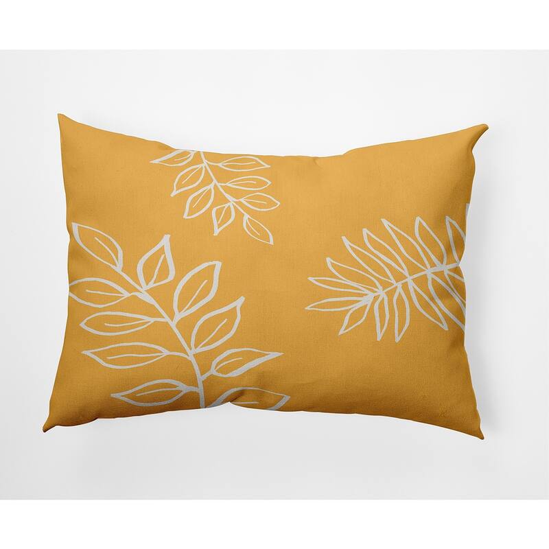 Fern Leaves Decorative Indoor/Outdoor Pillow - 14" x 20" - Egg Yolk