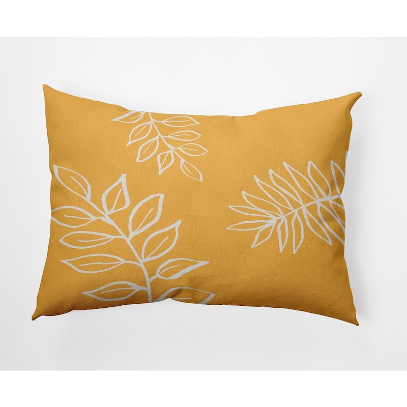 Fern Leaves Decorative Indoor Pillow - Egg Yolk - 14" x 20"
