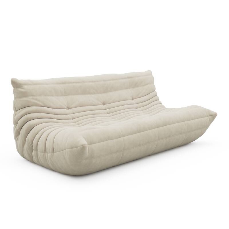 3 Seat Suede Fabric Lounge Floor Couch Lazy Sofa for Living Room