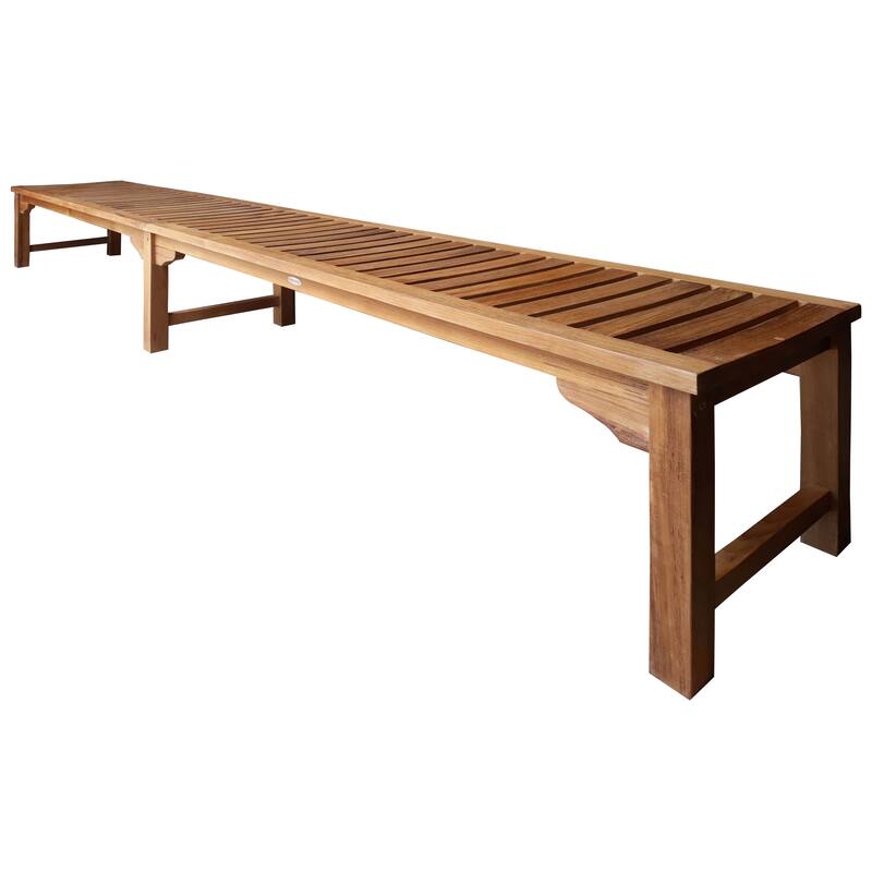 Chic Teak Santa Monica Outdoor Teak Wood Backless Outdoor Bench, 10 foot