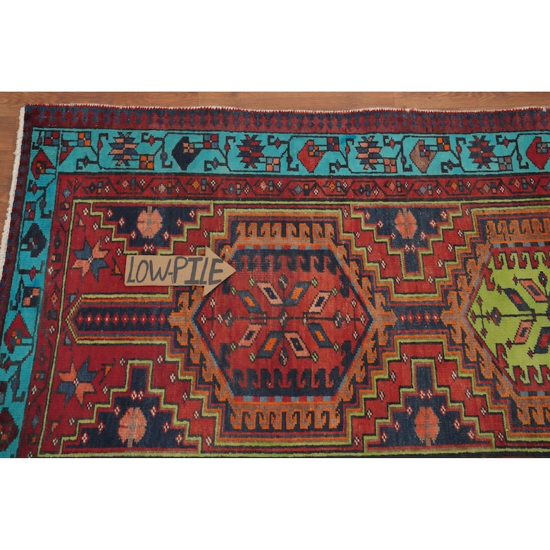 Hand Knotted Oriental 100% Wool Carpet Traditional Geometric Multi-Colored Ardebil Runner Rug - 10' 10'' X 3' 3''