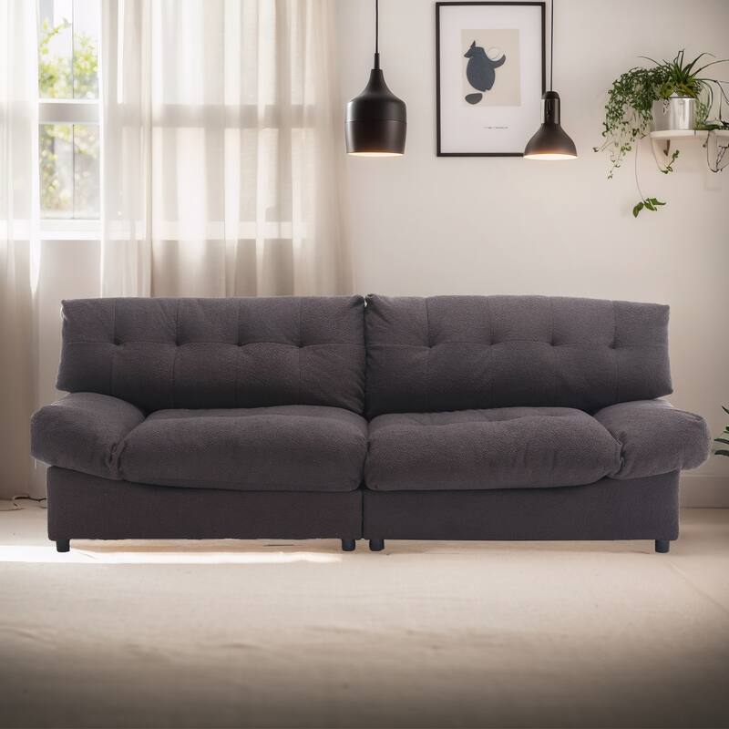 96" Cloud Style Sectional Loveseat Sofa,Modern Velvet Fabric Couches