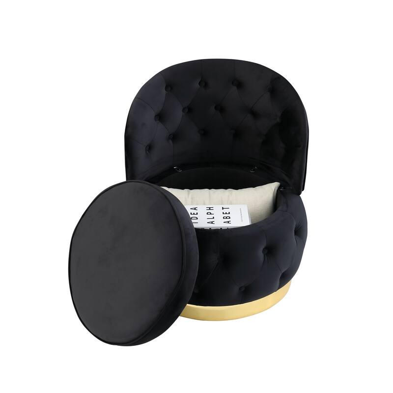 25.2" Velvet Swivel Barrel Chair with Storage