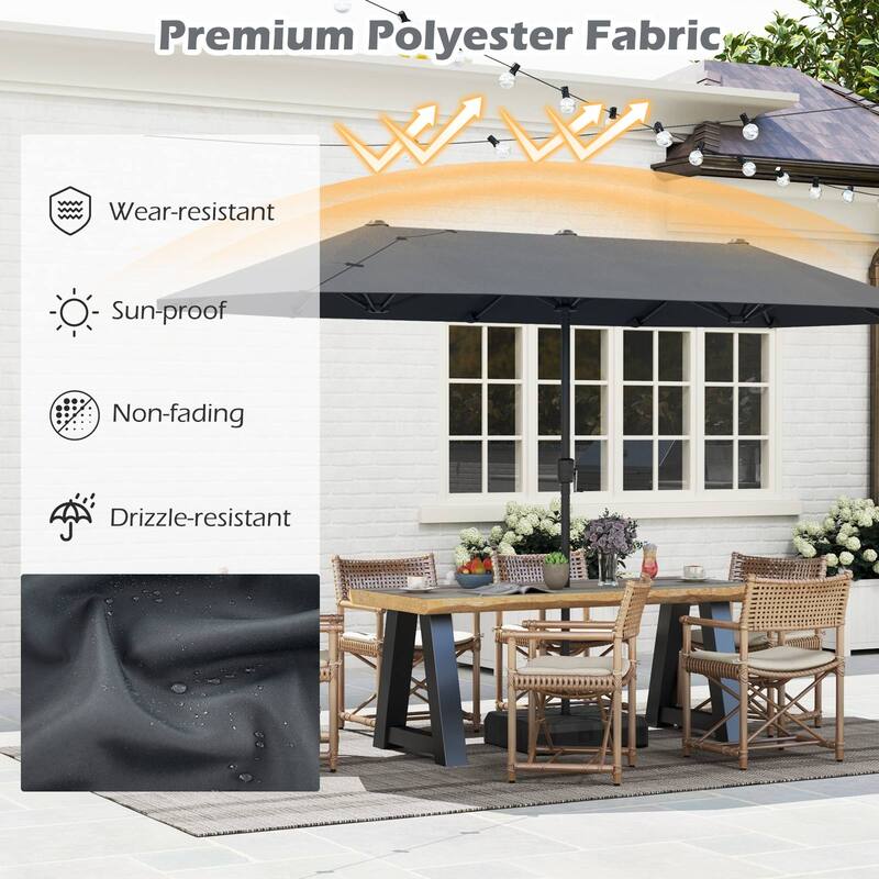 Gymax 13 FT Double-sided Patio Umbrella Outdoor Large Twin Size