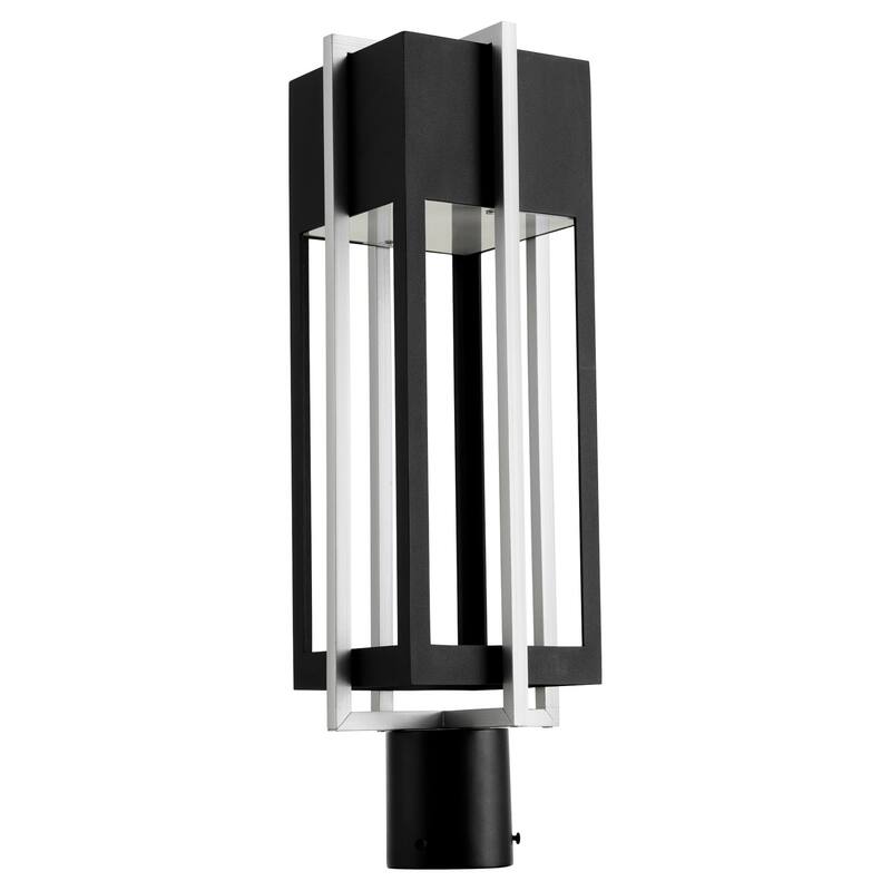 Quorum International Al Fresco 22" Tall LED Outdoor Single Head Post - Noir / Brushed Aluminum