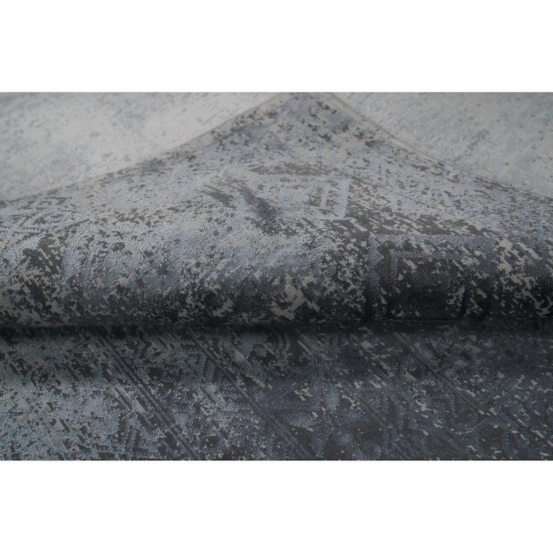 Machine Made Oriental Polyester Carpet Modern Abstract Greys & Charcoal Abstract Area Rug - 7' 5'' X 5' 2''