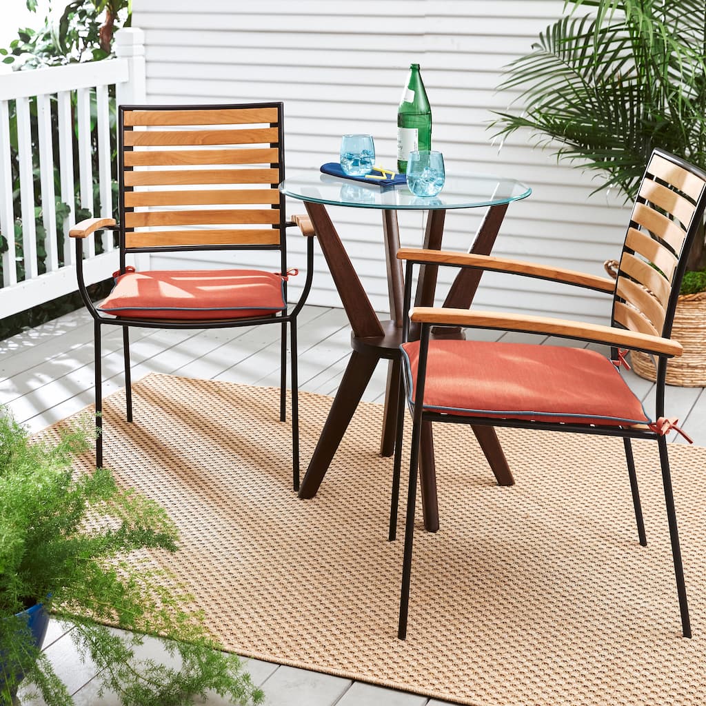 Sunbrella Cast Coral/ Spectrum Denim Indoor/ Outdoor Chair Pad Set