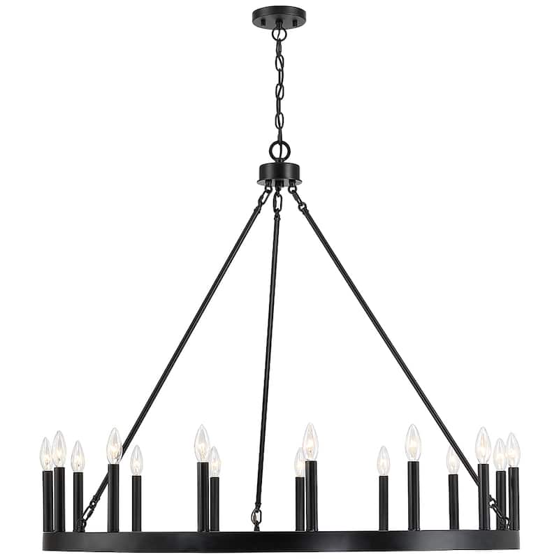 Black Candle Style Wagon Wheel Chandelier