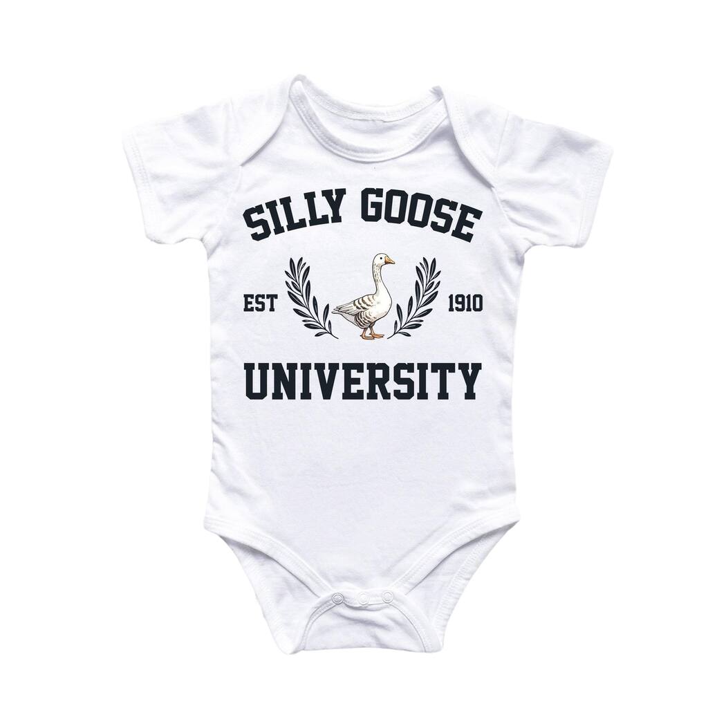 Silly Goose University - Baby Boy Girl Clothes Infant Bodysuit Funny Cute Newborn