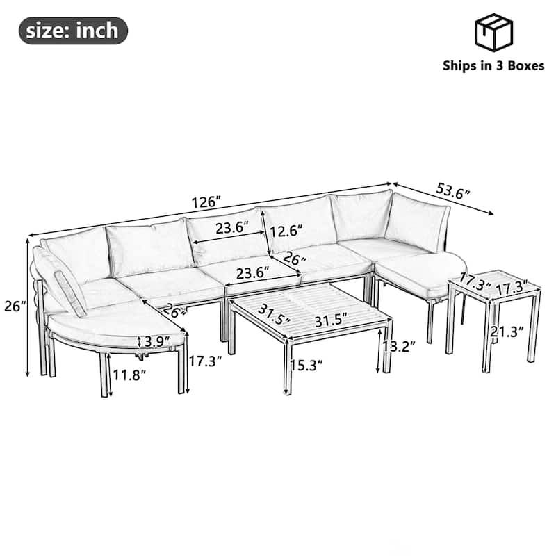 Modern Outdoor Sectional Sofa Set Patio Seating Group Outdoor Conversation Set with Cushions for Patio, Backyard, Garden