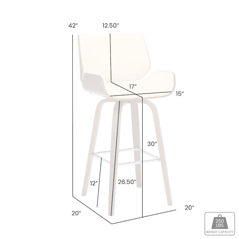 Tyler Mid-Century Swivel Bar Stool, Upholstered Counter Height Chair with Bentwood Legs