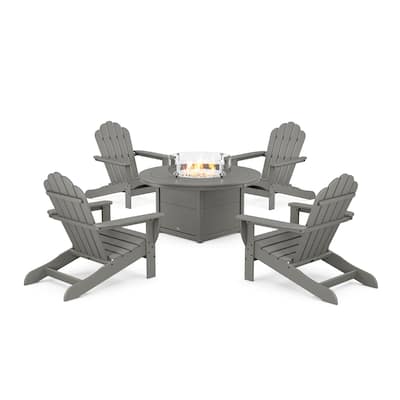5-Piece Monterey Bay Oversized Adirondack Conversation Set with Fire Pit Table