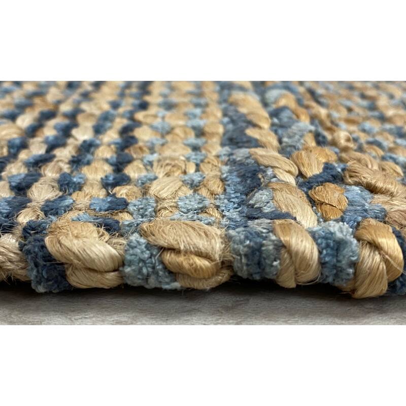 Sevita Hand-Woven Blue Braided Jute Rug