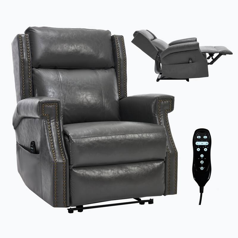 Faux Leather Recliner with 155 Degree Recline and 8 Vibration Nodes