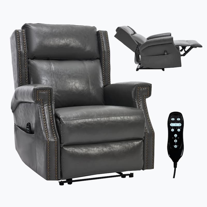 Manual Recliner Chair in Faux Leather for Living Room with Heavy Duty Motion Mechanism, 8 vibrating nodes