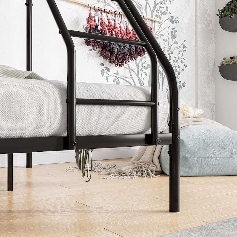 Twin-Over-Full Bunk Bed, Heavy Duty Bunk Bed with Ladder and Guardrails, Metal Bed Frame with Slats Support for Adults, Teens