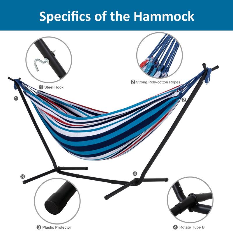 10.7 ft. 2-Person Brazilian-Style hammock with Stand - Convertible