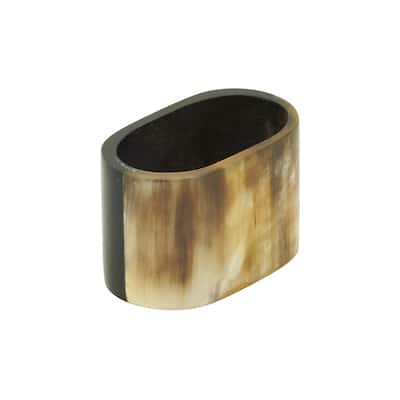 Oval Design Horn Napkin Rings (Set of 4) - Brown