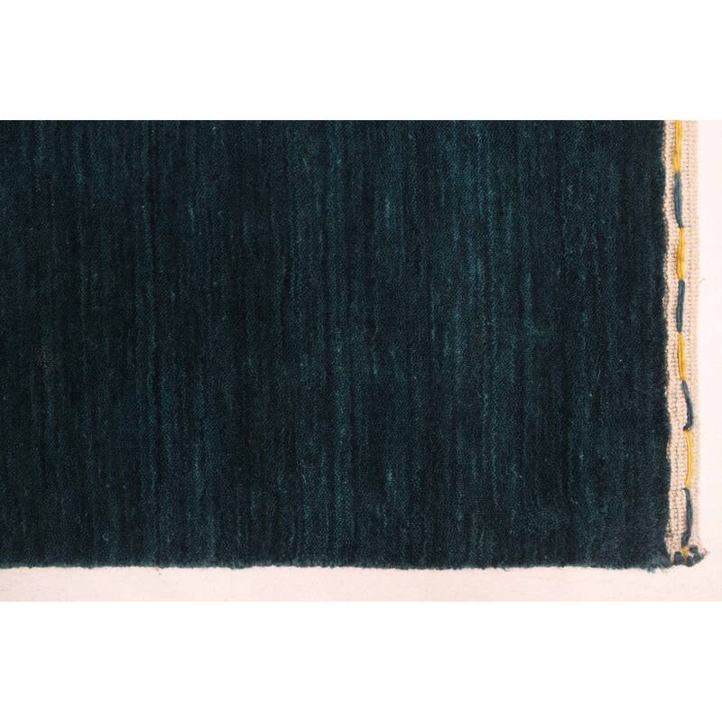 ECARPETGALLERY Hand Loomed Indo Gabbeh Dark Teal Wool Rug - 8'2 x 9'10