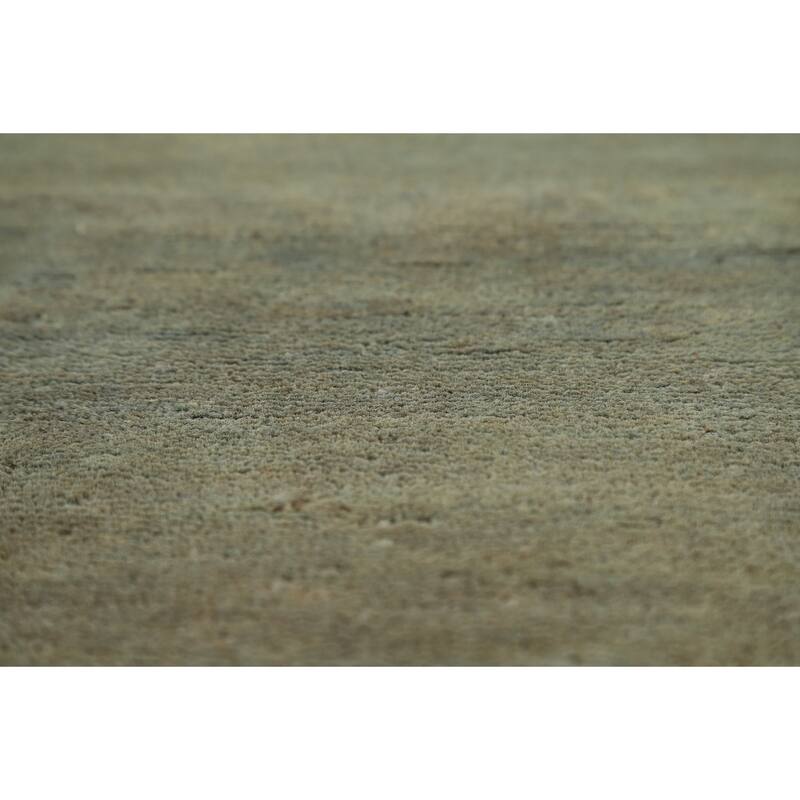 Gabbeh Modern Foyer Rug Green Hand-Knotted Wool Carpet - 2'8"x 4'1"