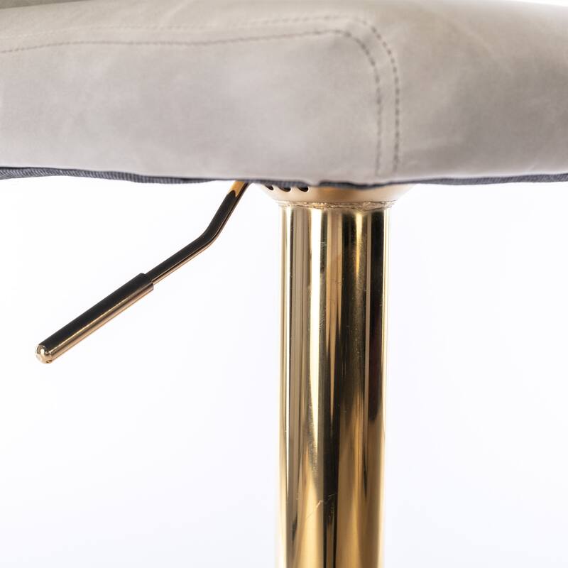 Adjustable Swivel Bar Stools with Chrome Base, PU Upholstered Seat and Back, Set of 2 for Kitchen or Home Pub