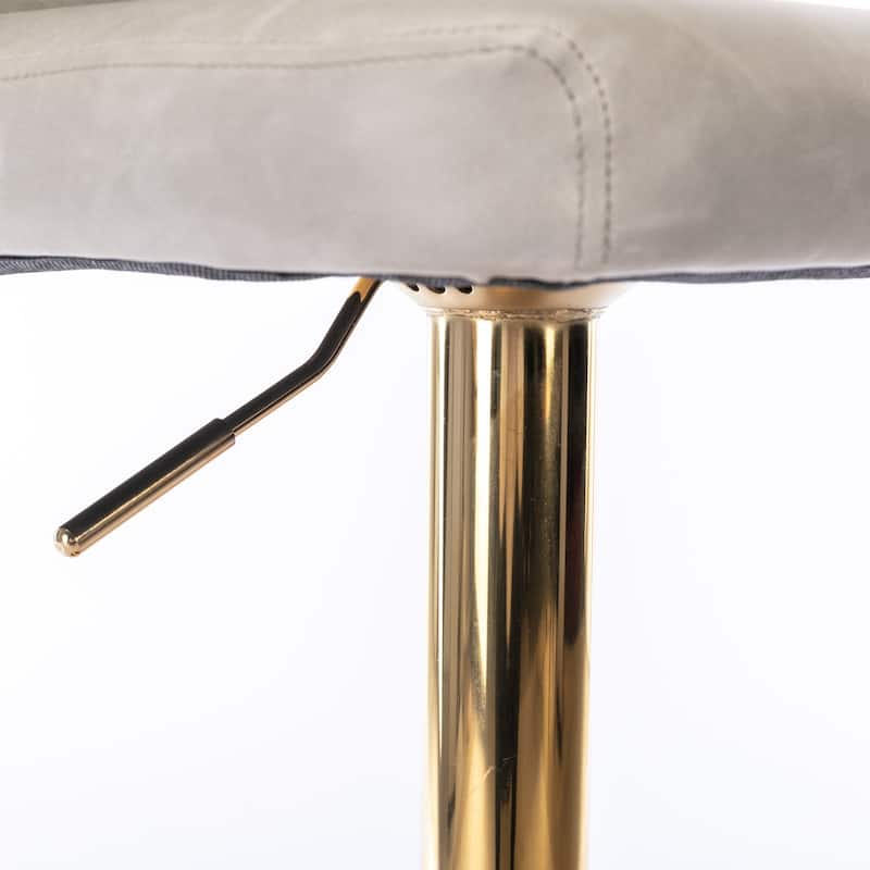 PU Upholstered Swivel Barstools Adjusatble Seat Height, Set of 2