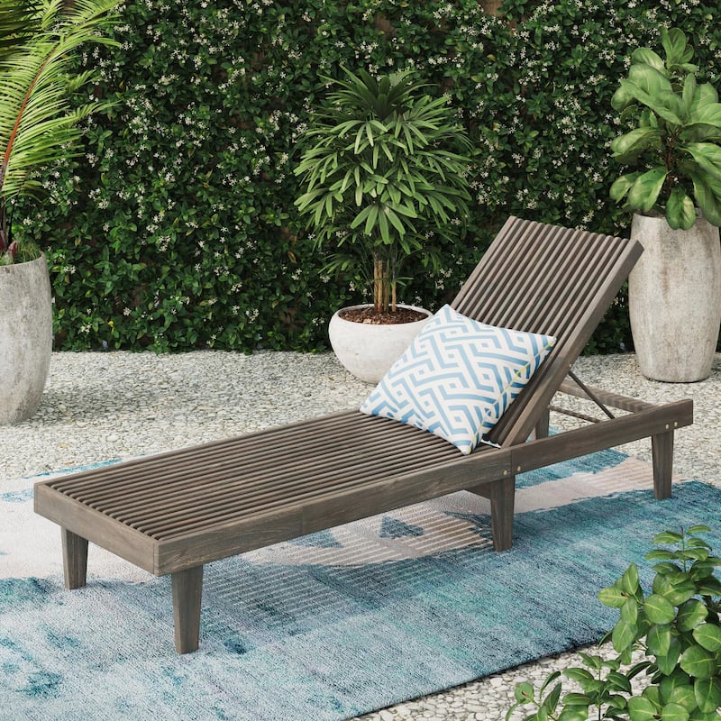 Outdoor Solid Wood Frame Slat Recliner