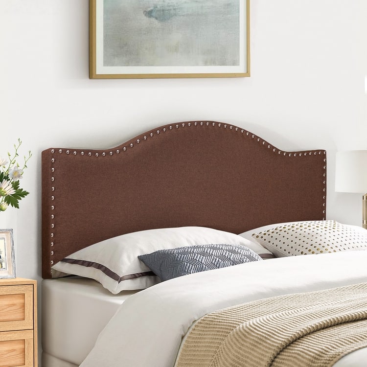 Upholstered Headboard with Nailhead Trim Height Adjustable Headboard Modern Head Board Fabric Headboard