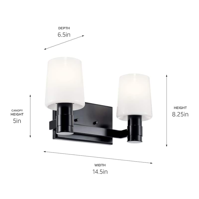 Adani 14.5 in. 2-Light Bathroom Vanity Light with Opal Glass