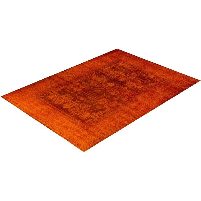 Overdyed One-of-a-Kind Hand-Knotted Area Rug - Orange - 10' 0" x 13' 9"