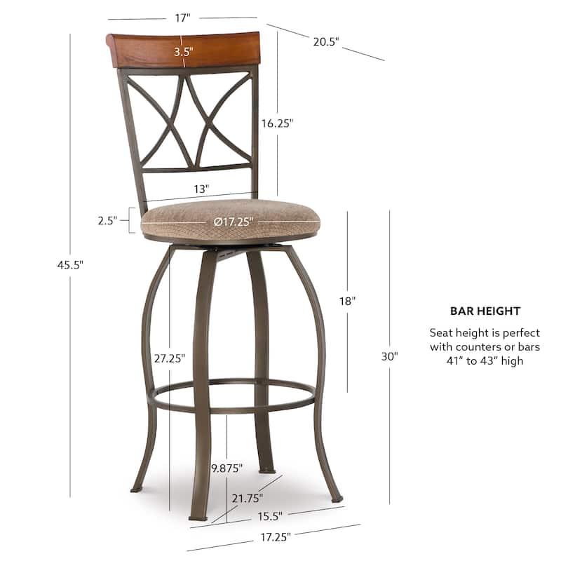Linon Eden 30-inch Metal Swivel Barstool