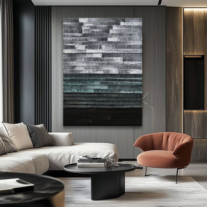 Gradient Hand Painted Abstract Vertical Textured Canvas Wall Art 47x31