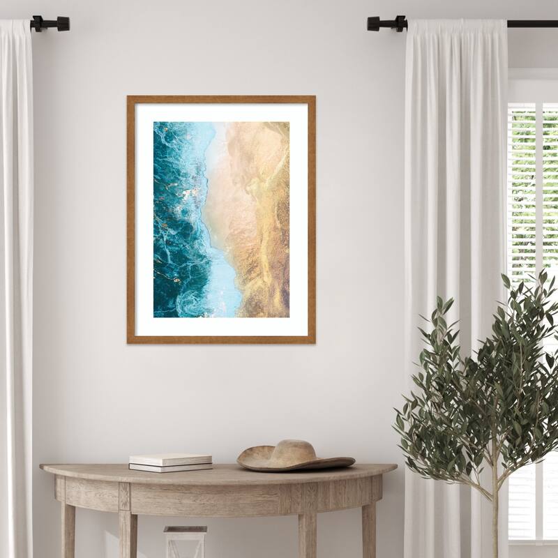 Gold beach by Sarah Manovski Wood Framed Wall Art Print