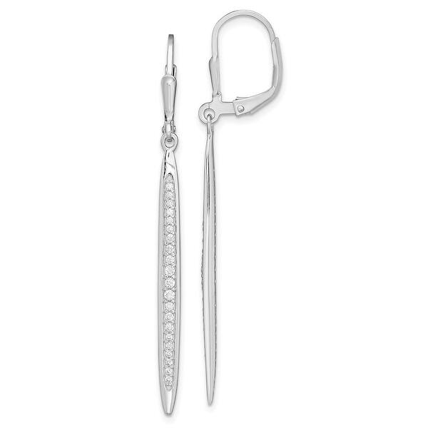 925 Sterling Silver Rhodium-plated Bar w/CZ Dangle Post Earrings 925 Sterling Silver Rhodium-plated Bar w/CZ Dangle Post Earrings
