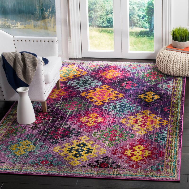 SAFAVIEH Monaco Joanne Distressed Boho Rug - 4' x 5'7" - Purple/Multi