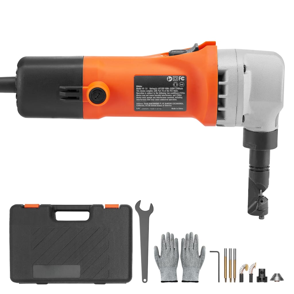 Sheet Metal Nibbler, 550W Powerful 2200 RPM High Speed, 360 Degree Rotation Electric Nibbler Metal Cutter, Straight Curve