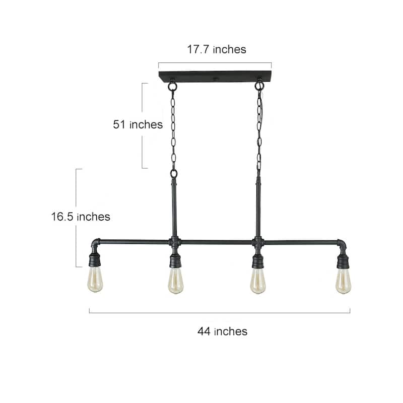 The Gray Barn Heavenly Winds Industrial 4-light Linear Island Chandelier - L44" x W2" x H16.5"