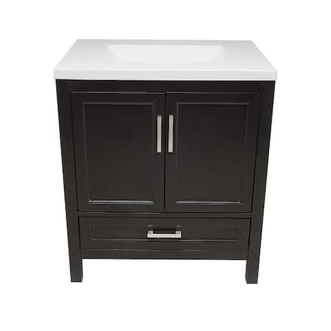 Nevado 37" Bathroom Vanity with Cultured Marble Vanity Top Sink in White with White Basin