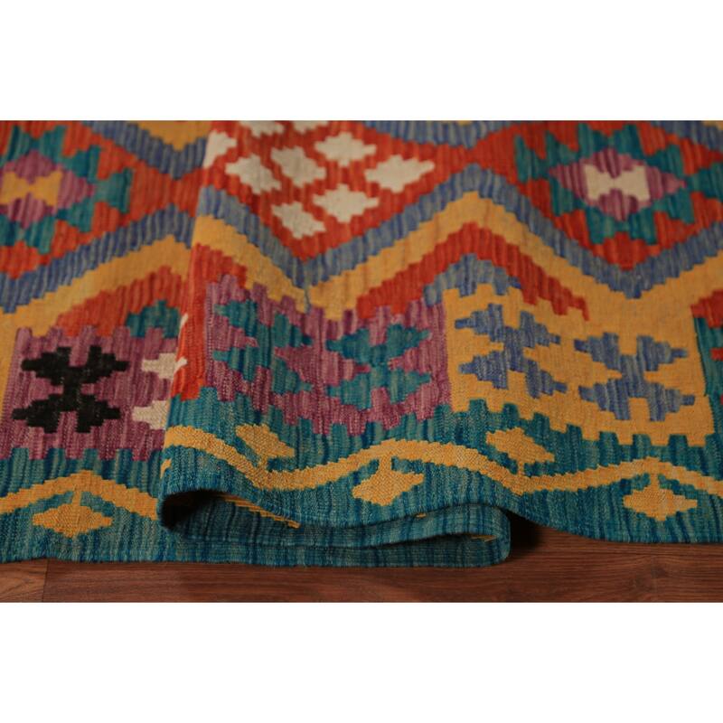 South Western Style Kilim Oriental Area Rug Hand-Woven Wool Carpet - 8'4"x 9'8"