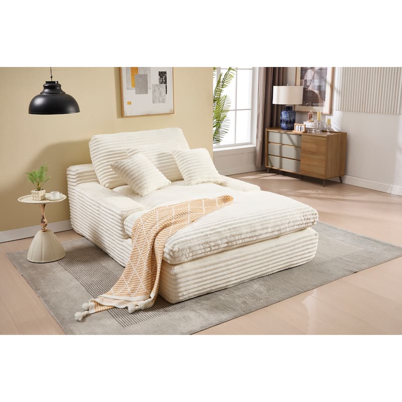 Modern Upholstered Chaise Lounge Sofa for Living Room Office, 75" Oversized Leisure Sofa 2 Seat Sleeper Couch with Pillows