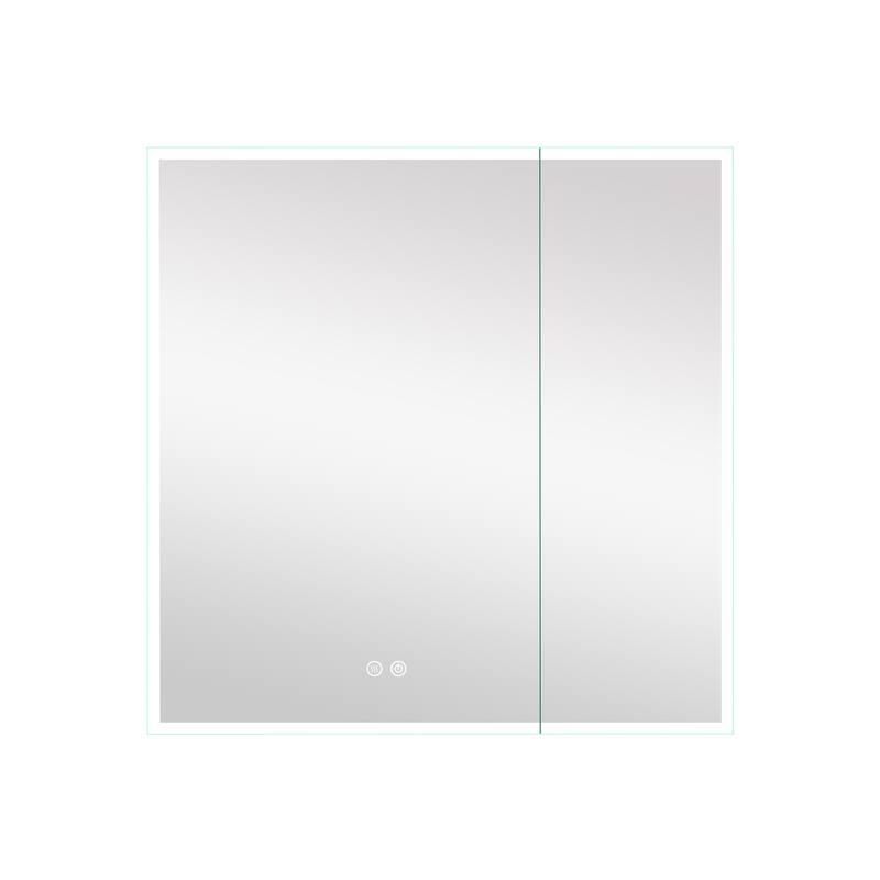 30'' H Recessed or Surface Frameless LED Mirror Cabinet With Defogger, Dimmer, Outlets & USB Ports 