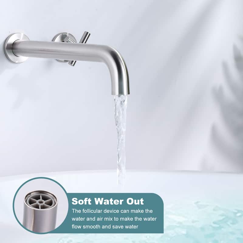 WOWOW Modern Cross-Style Dual-Handle Wall-Mounted Bathtub Faucet
